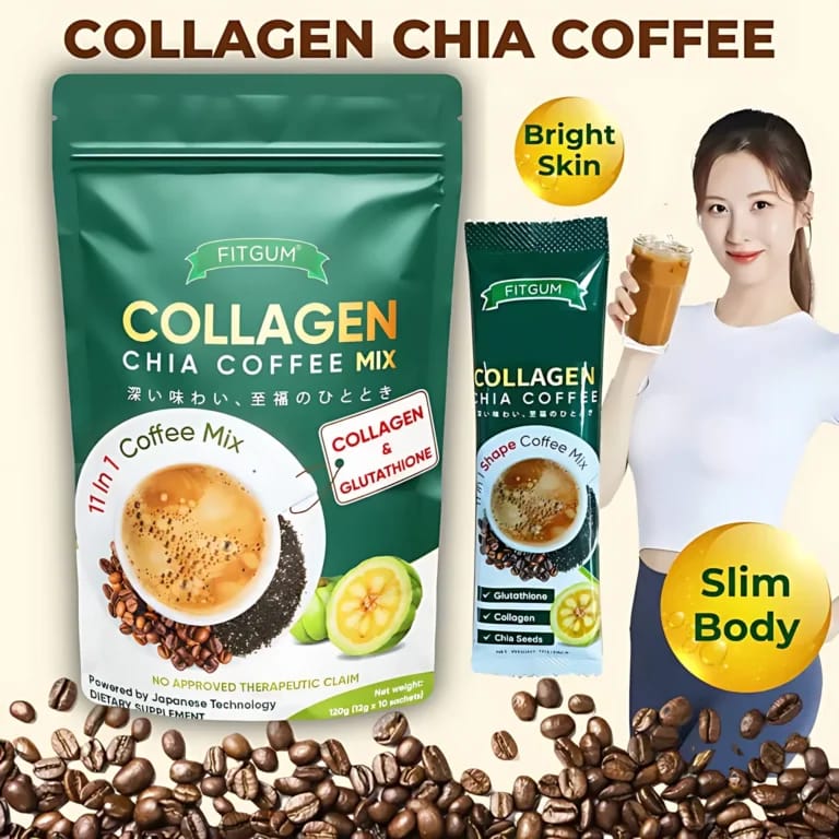 Fitgum Collagen Chia Coffee Mix – 10 Sachets