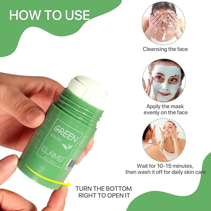ELAIMEI Green Tea Mask Stick, Poreless Deep Cleanser Green Tea Mask, Blackhead Remover Mask with Green Tea Extract, Face Moisturizes, Oil Control