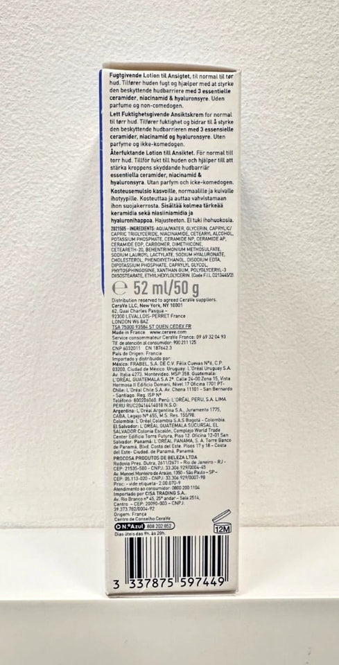 CeraVe PM Facial Moisturising Lotion with Hyaluronic Acid and 3 Essential | 52ml