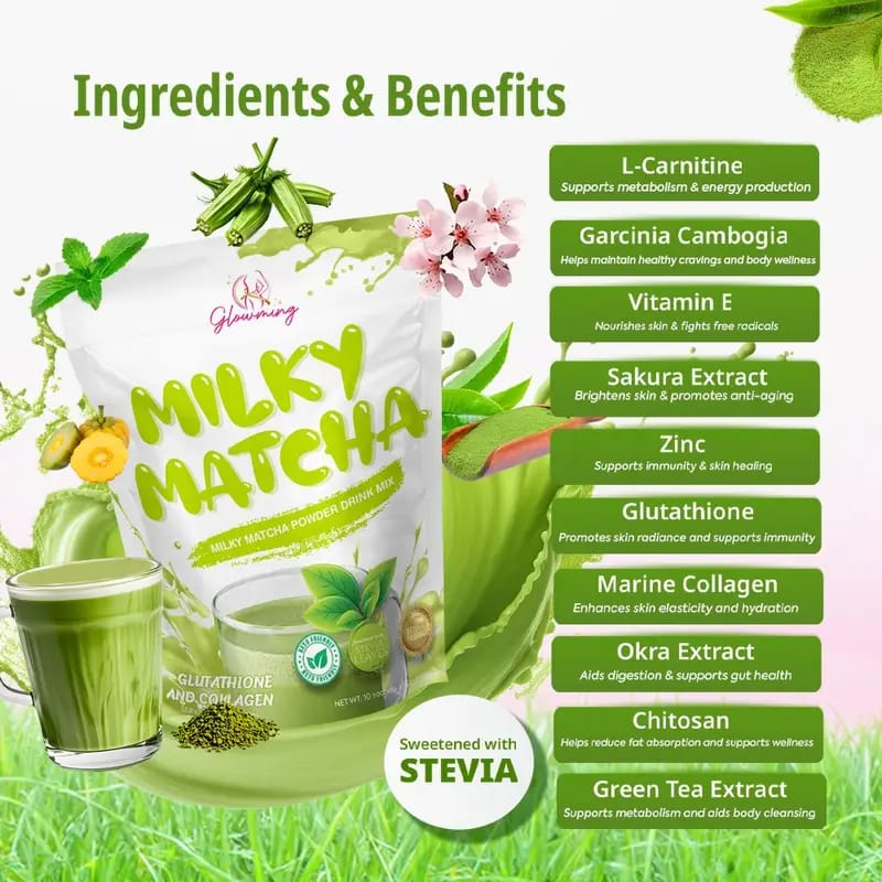 Glowming Health & Beauty Drink – Milky Matcha (200g)