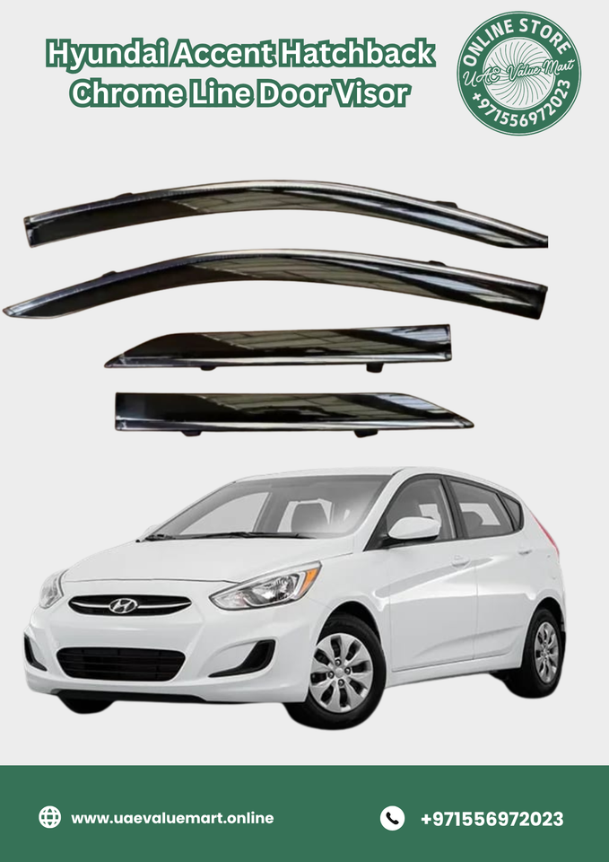 Hyundai Accent Hatchback Chrome Line Door Visor Premium Quality (2012 to 2015)