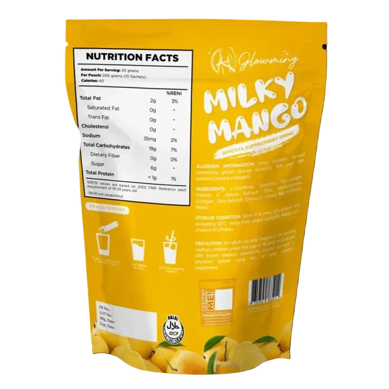 Glowming Health & Beauty Drink – Milky Mango (200g)