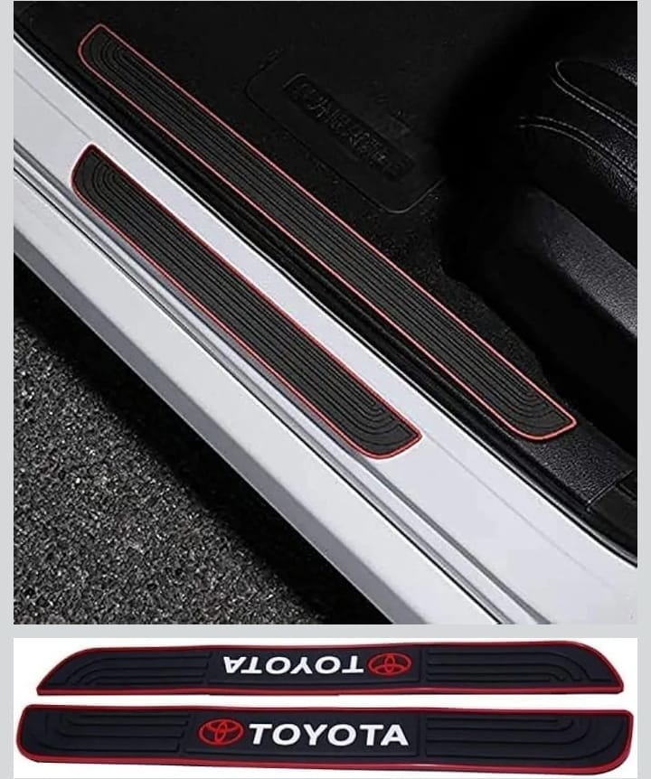 Toyota Silicone Car Door Sill Scuff Plate Set of 4 Car Door Sill Protector Pads Silicone Door Sill Scuff Plate Sticker for Car Door Sill Protector
