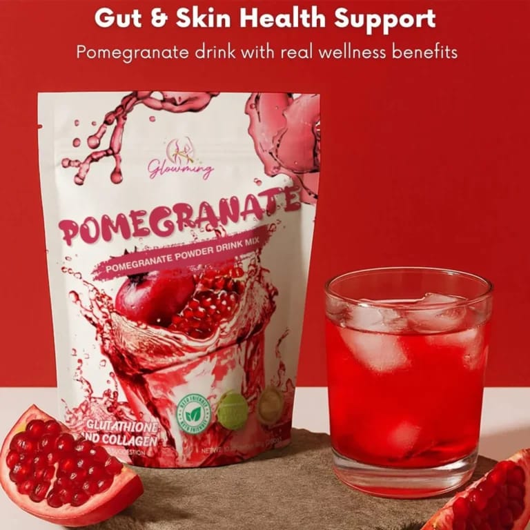 Glowming Pomegranate With Glutathione & Collagen Powder Drink Mix – 20g x 10 Sachets