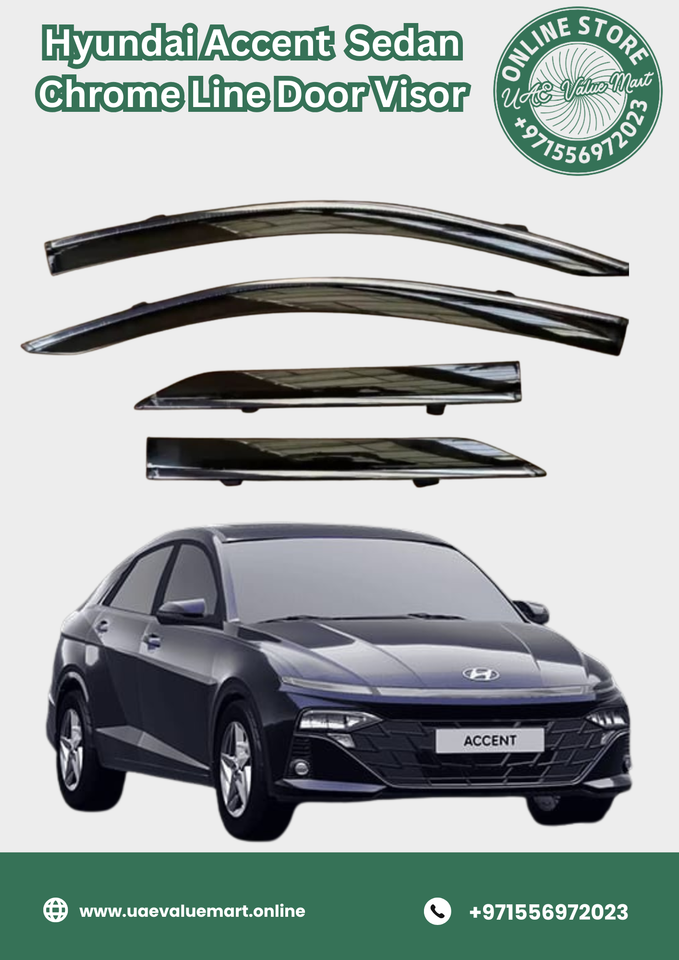 Hyundai Accent Sedan Chrome Line Door Visor Premium Quality
