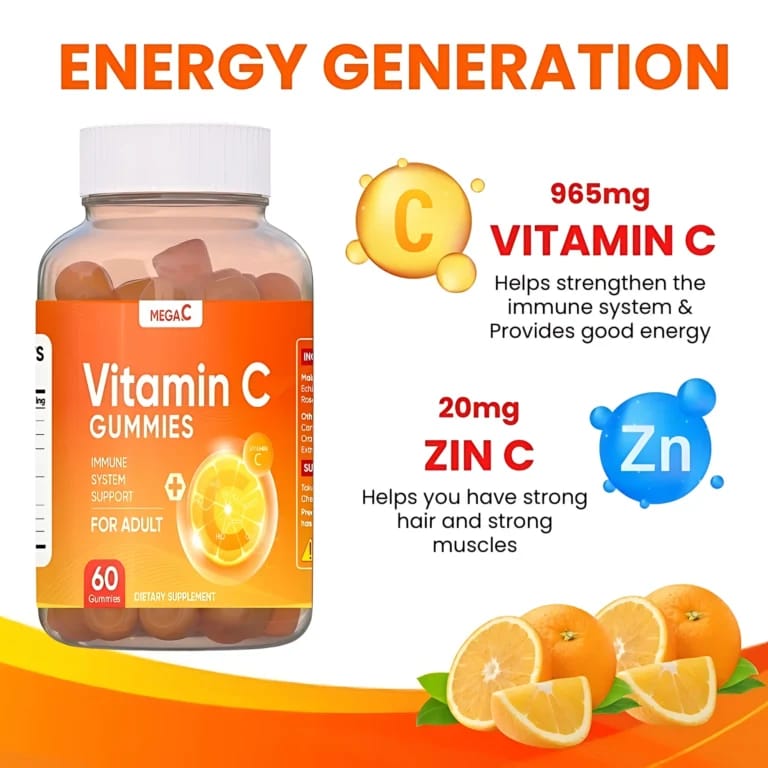 Mega C Vitamin C Gummies – Adult Immune Support Supplement (60 Gummies)