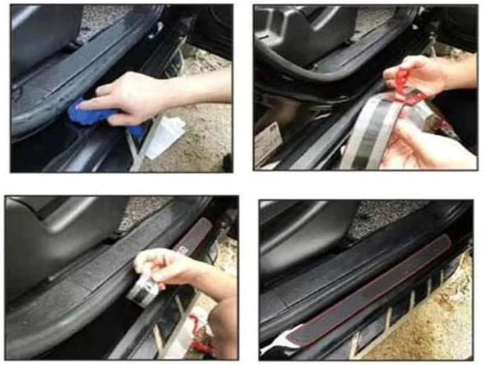 TRD  Silicone Car Door Sill Scuff Plate Set of 4 Car Door Sill Protector Pads Silicone Door Sill Scuff Plate Sticker for Car Door Sill Protector