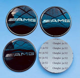 Mercedes Benz Black AMG ALLOY WHEEL CENTRE CAPS Emblem Stickers 65mm (4pc)