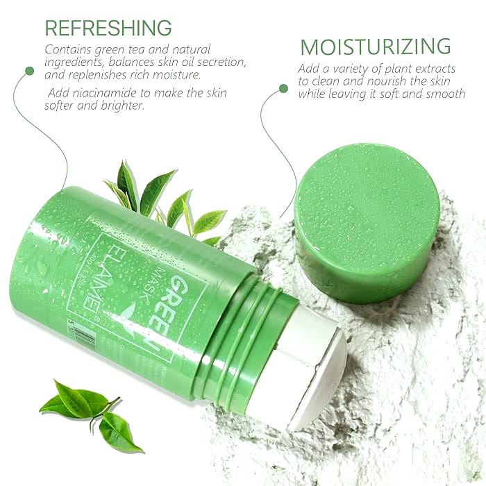ELAIMEI Green Tea Mask Stick, Poreless Deep Cleanser Green Tea Mask, Blackhead Remover Mask with Green Tea Extract, Face Moisturizes, Oil Control
