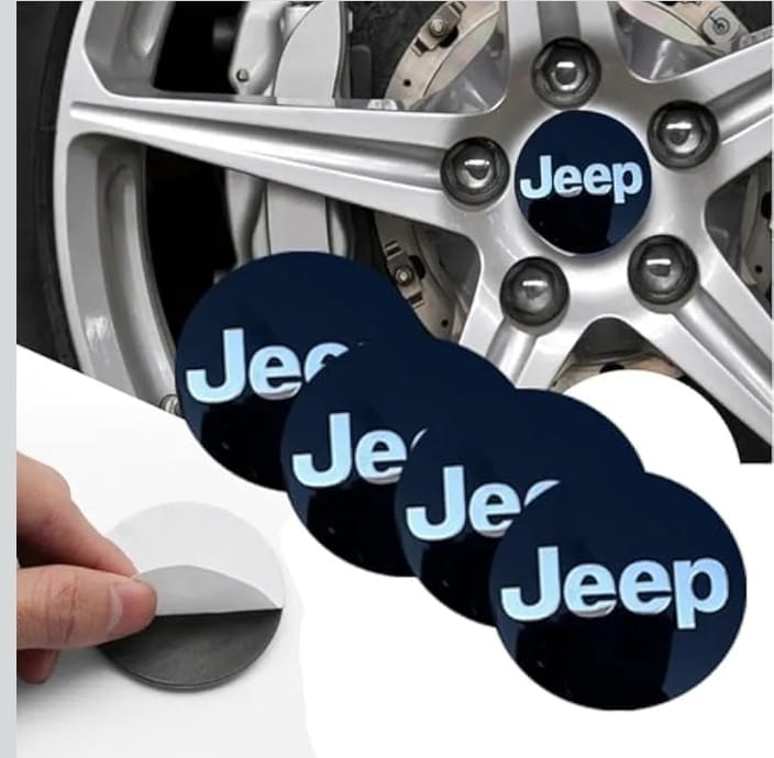 Jeep Wheel Center Caps Sticker - 4 Pcs 56mm Adhesive - Compatible with Jeep - 4 Pieces