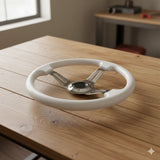 JDM Sports Universal Steering Wheel 14 in 6 - Hole Racing Steering Wheel Solid Color Spoke ABS Drifting Wheel Universal For Car (White)