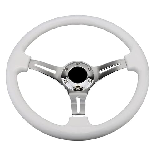 Universal Semi Dish Black & White with Chrome Steering Wheel