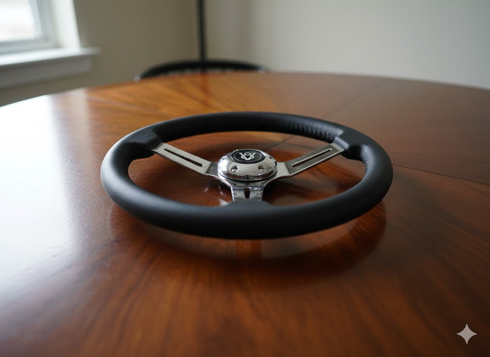 JDM Sports Universal Steering Wheel 14 in 6 - Hole Racing Steering Wheel Solid Color Spoke ABS Drifting Wheel Universal For Car (Black)