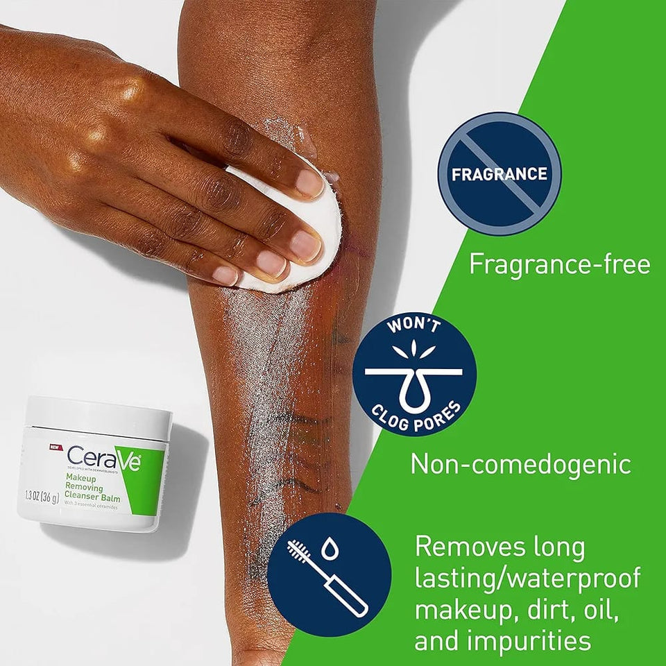 CeraVe Cleansing Balm Hydrating Makeup Remover with Ceramides and Plant based Jojoba Oil for Face Makeup Non Greasy Makeup Remover Balm for Sensitive Skin1.3 Ounces,