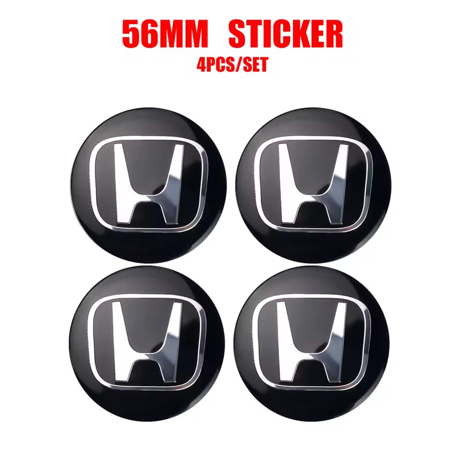 Honda Silicone Stickers Wheel Center Cap Black White