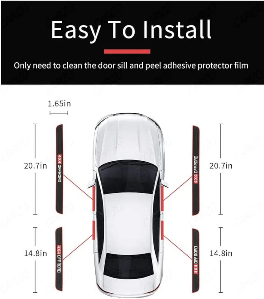 4×4 Off Road  Silicone Car Door Sill Scuff Plate Set of 4 Car Door Sill Protector Pads Silicone Door Sill Scuff Plate Sticker for Car Door Sill Protector