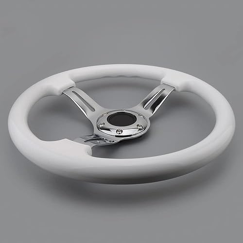 Universal Semi Dish Black & White with Chrome Steering Wheel