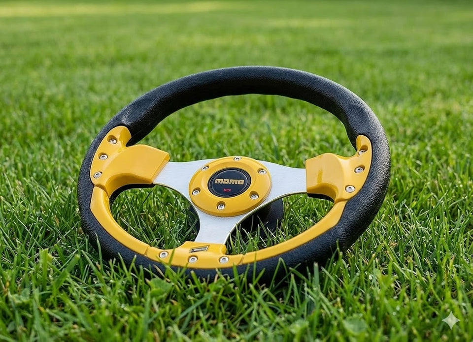 Sport Steering Wheel (Yellow) Suitable for All Cars.