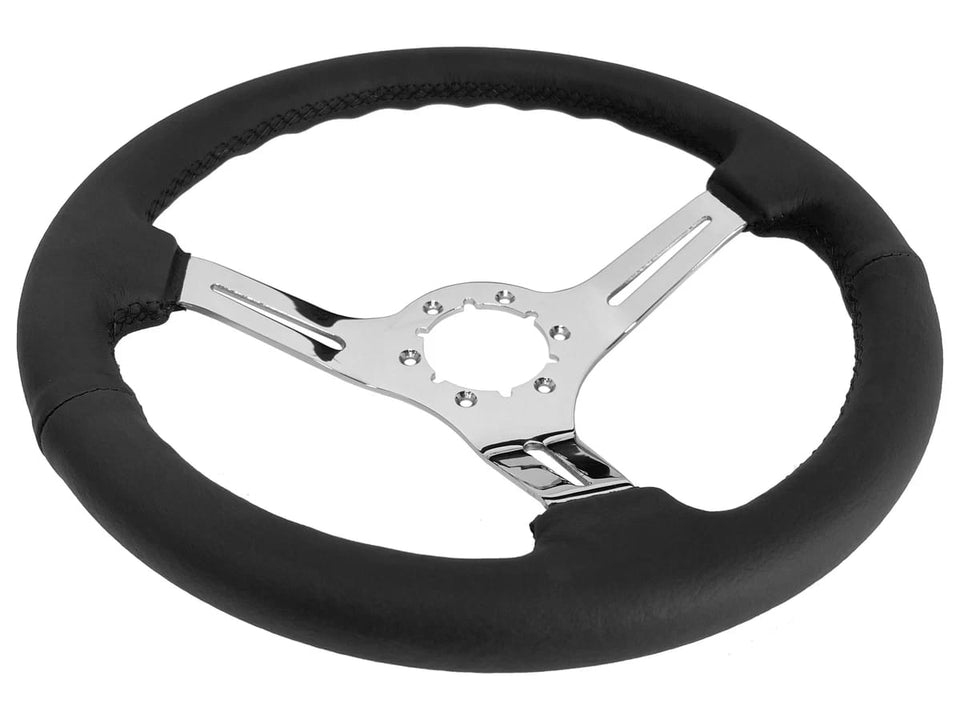JDM Sports Universal Steering Wheel 14 in 6 - Hole Racing Steering Wheel Solid Color Spoke ABS Drifting Wheel Universal For Car (Black)