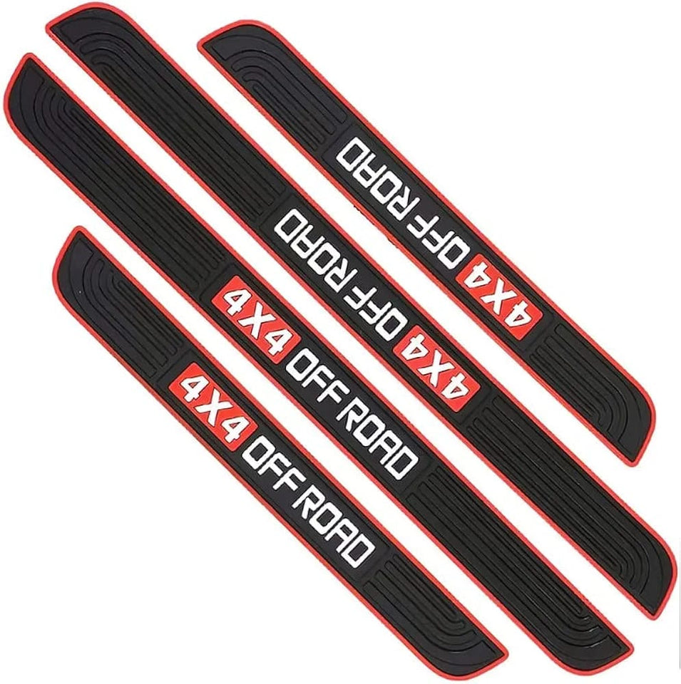 4×4 Off Road  Silicone Car Door Sill Scuff Plate Set of 4 Car Door Sill Protector Pads Silicone Door Sill Scuff Plate Sticker for Car Door Sill Protector