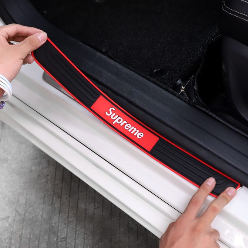 Supreme  Silicone Car Door Sill Scuff Plate Set of 4 Car Door Sill Protector Pads Silicone Door Sill Scuff Plate Sticker for Car Door Sill Protector