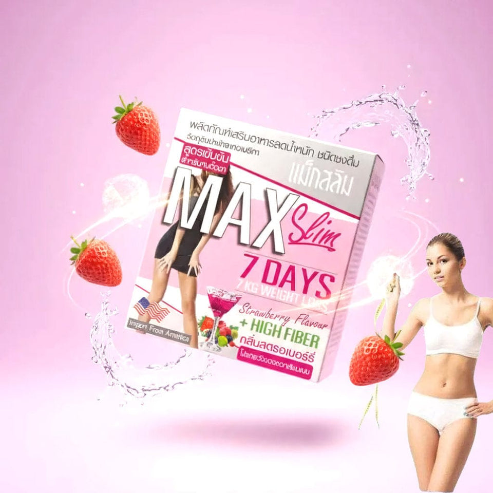 Max Slim 7 Days – Strawberry Flavor Slimming Powder Drink 10 x 15g