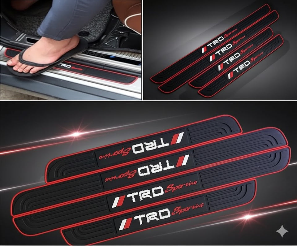 TRD  Silicone Car Door Sill Scuff Plate Set of 4 Car Door Sill Protector Pads Silicone Door Sill Scuff Plate Sticker for Car Door Sill Protector