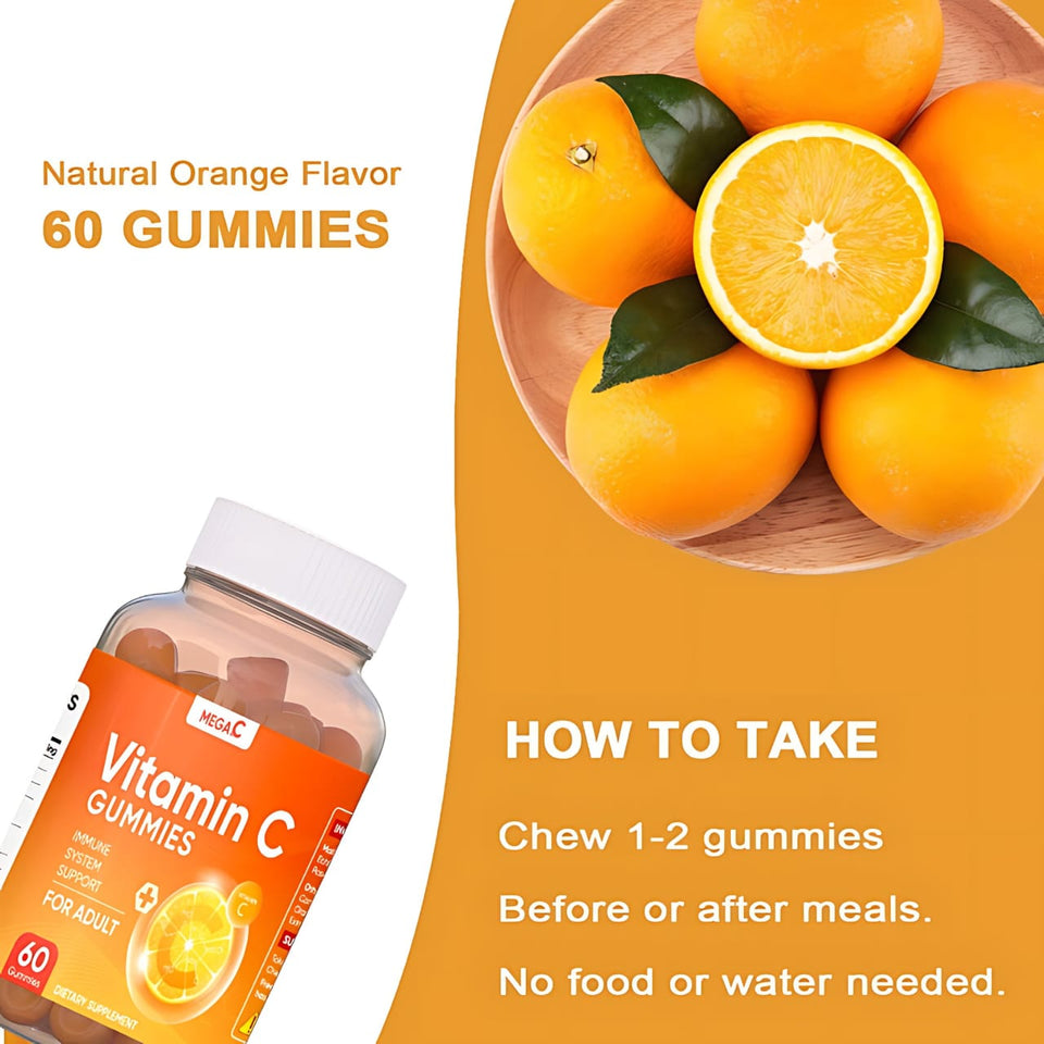 Mega C Vitamin C Gummies – Adult Immune Support Supplement (60 Gummies)