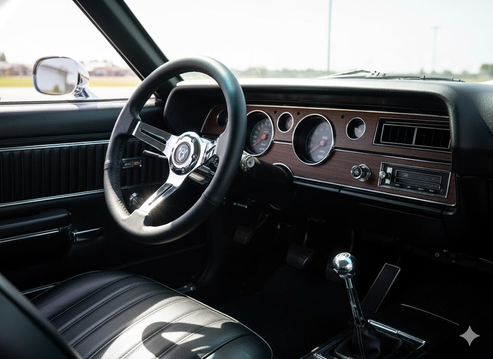 JDM Sports Universal Steering Wheel 14 in 6 - Hole Racing Steering Wheel Solid Color Spoke ABS Drifting Wheel Universal For Car (Black)