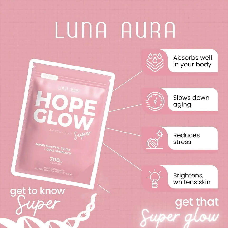 Luna Aura Hope Glow Advanced Glutathione Super Mini – 700mg (14 Capsules)