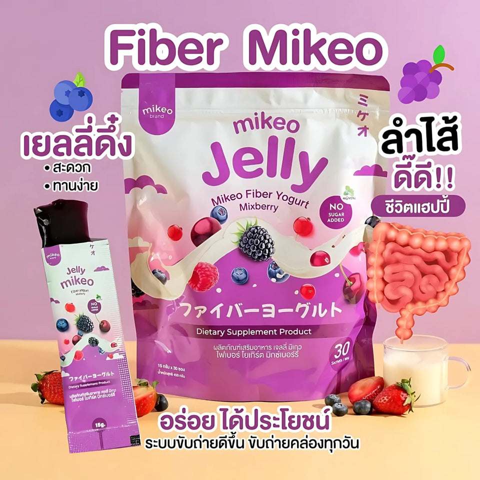 Mikeo Jelly Fiber Yogurt Mixberry – 15g x 30 Sachets
