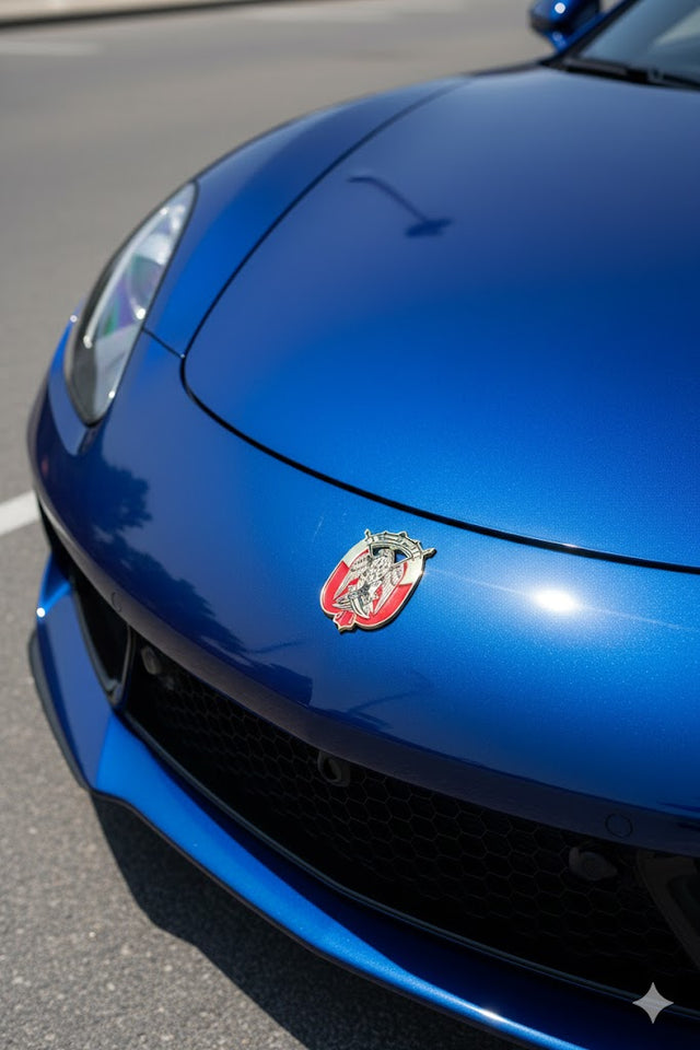 UAE Falcon Emblem Car Badge Sticker 9cm by 7cm, Silver Falcon Design with Flag, Front and Grill Falcon Car Badge. Abu dhabi Gold and Black