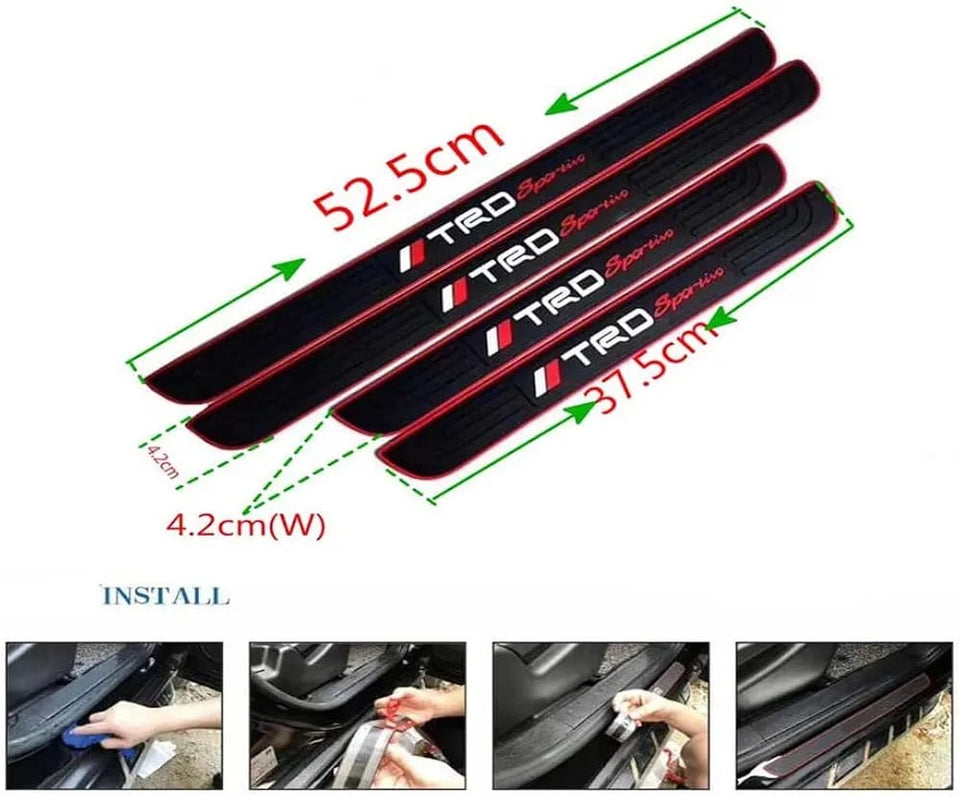 TRD  Silicone Car Door Sill Scuff Plate Set of 4 Car Door Sill Protector Pads Silicone Door Sill Scuff Plate Sticker for Car Door Sill Protector