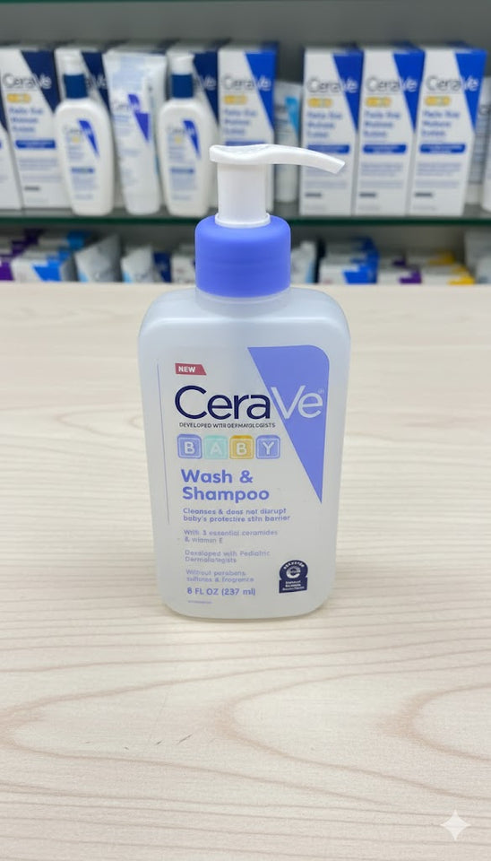 Cerave baby wash & shampoo, fragrance, paraben, & sulfate free shampoo for tear-free baby bath time, 8 ounce
