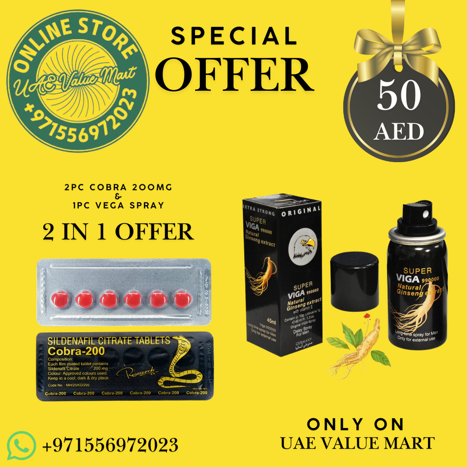 Special Offer 2pack cobra 200mg & 1pc Viga Spray . Free Delivery all over UAE