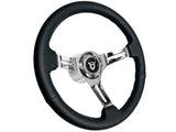 JDM Sports Universal Steering Wheel 14 in 6 - Hole Racing Steering Wheel Solid Color Spoke ABS Drifting Wheel Universal For Car (Black)
