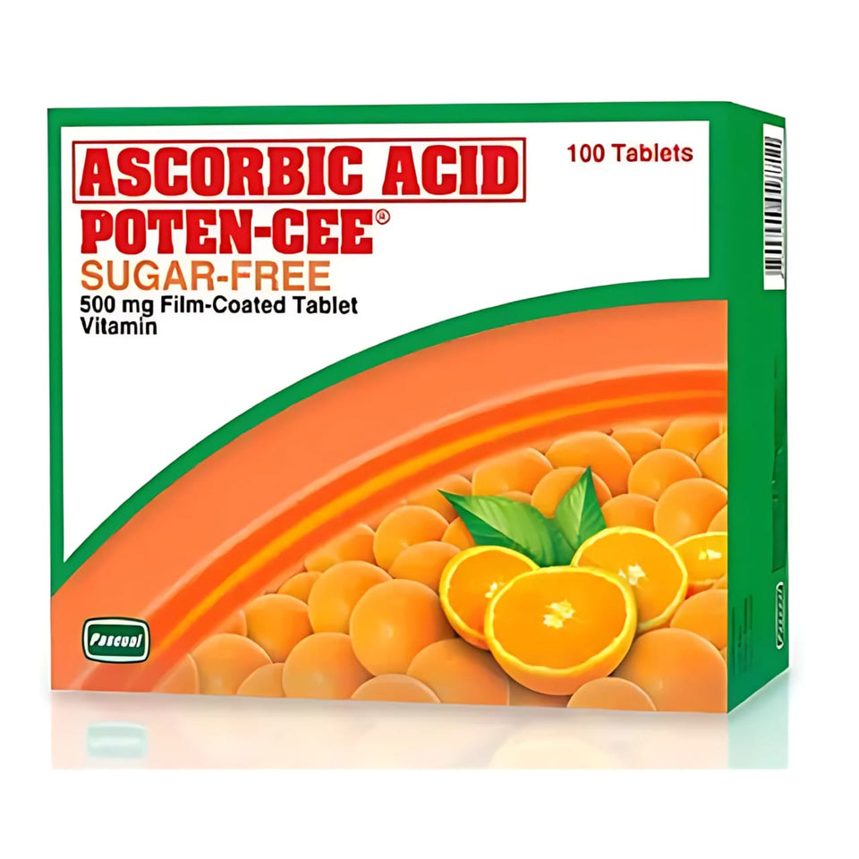 Ascorbic Acid Poten-Cee Sugar-Free 500mg Film-Coated (Vitamin C) Tablets – 100 Tablets