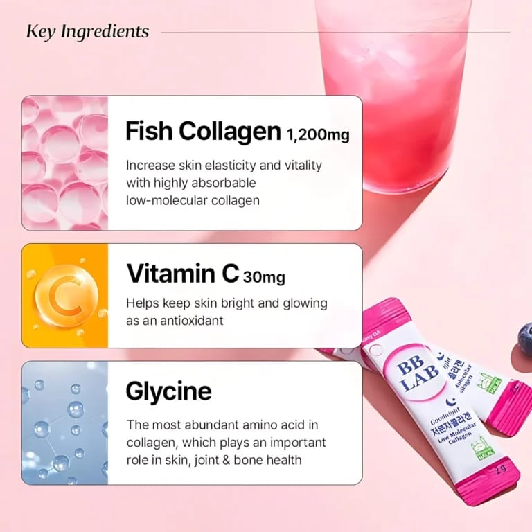 BB LAB Good Night Low Molecular Collagen Powder Stick Supplement – Mixed Berry Flavor (2g x 30 Sticks)