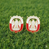 UAE Falcon Emblem Car Badge Sticker 9cm by 7cm, Silver Falcon Design with Flag, Front and Grill Falcon Car Badge. (Abu dhabi Gold and white)