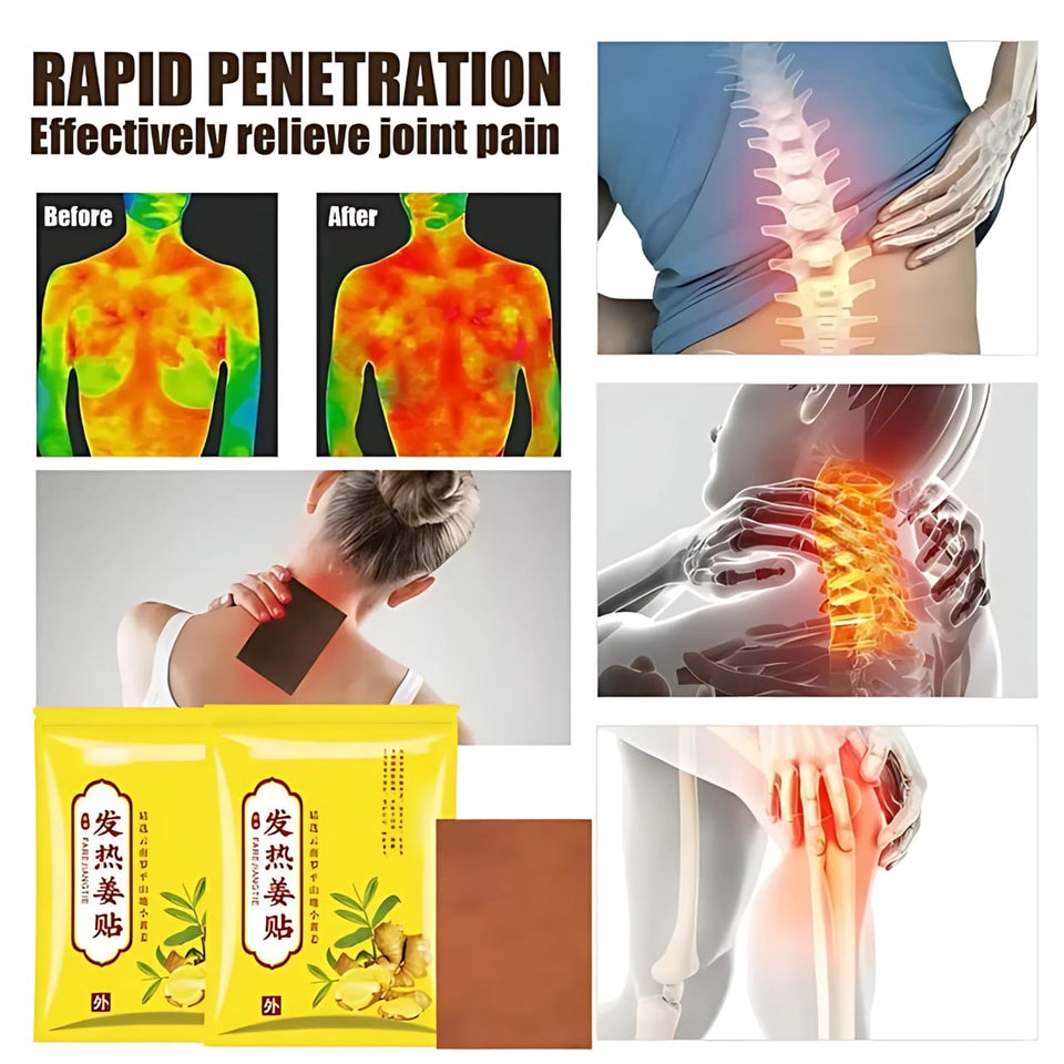 FAREJIANGTIE Pain Relief Ginger Patches – 100pcs | Natural Heating Herbal Patch for Body Pain