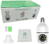PTZ Light Bulb Camera with Motion Detection – Indoor 360° WiFi Security Camera with Pan Tilt Zoom, HD Video, Night Vision, LED Light, Wireless Surveillance for Home, Office, Garage – B22 Holder