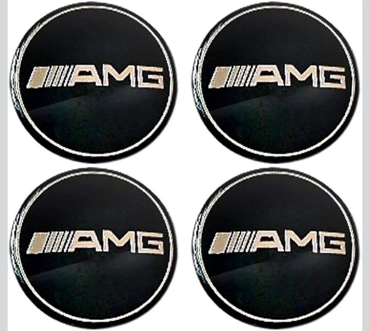 Mercedes Benz Black AMG ALLOY WHEEL CENTRE CAPS Emblem Stickers 65mm (4pc)