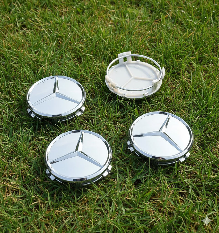 Mercedes Benz Wheel Center  Caps Silver (4pc) Premium Quality