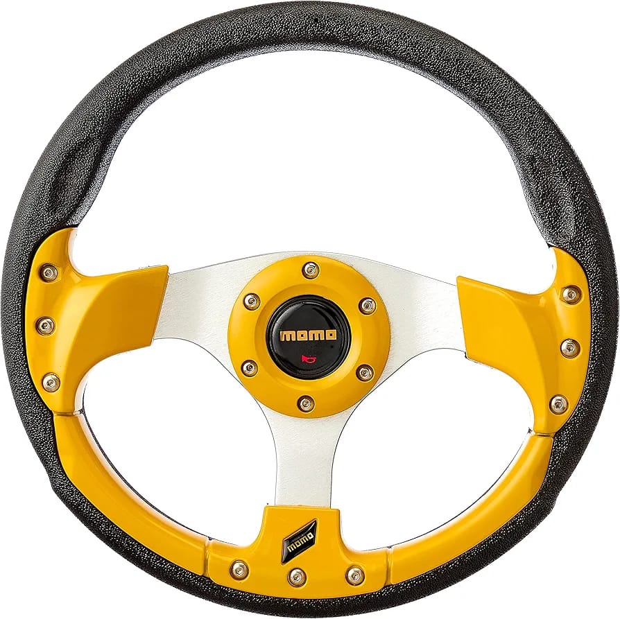 Sport Steering Wheel (Yellow) Suitable for All Cars.