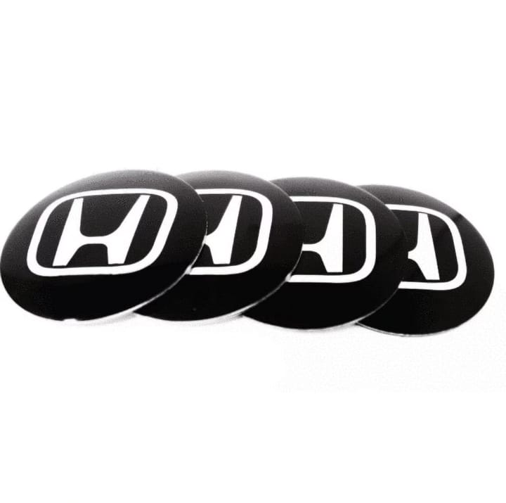 Honda Silicone Stickers Wheel Center Cap Black White