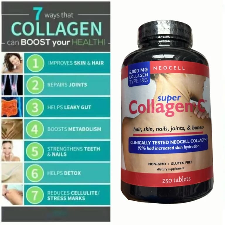 NeoCell Super Collagen + C (6000mg Collagen Type 1 & 3) – 250 Tablets