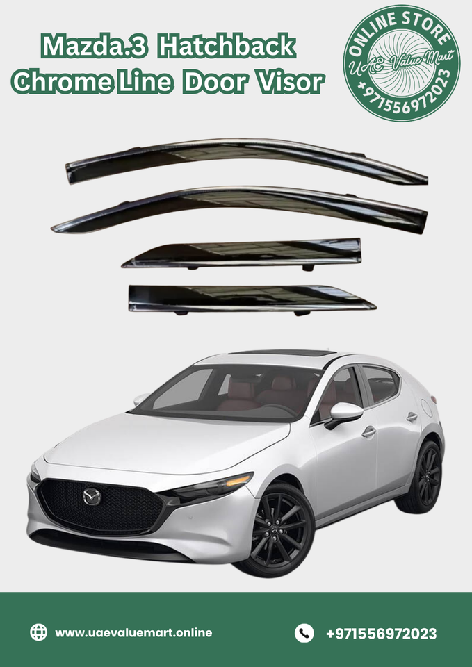 Mazda 3 Hatchback Chrome Line Door Visor Premium Quality
