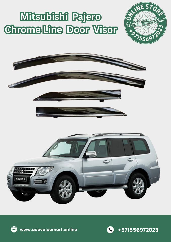 Mitsubishi Pajero Chrome Line Door Visor Premium Quality