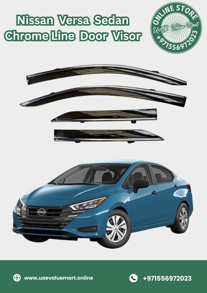 Nissan Versa Sedan Chrome Line Door Visor Premium Quality (2012 to 2015)