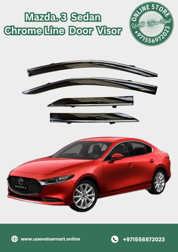 Mazda 3 Sedan Chrome Line Door Visor Premium Quality